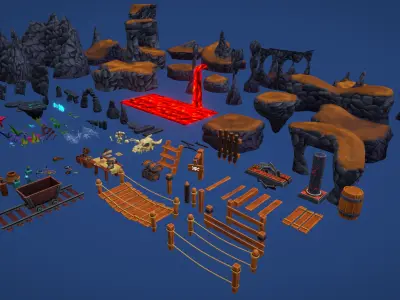 Stilized Dungeon  Low-poly 3D model