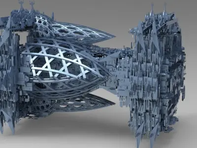 cyberpunk weaved city mega block 3D model
