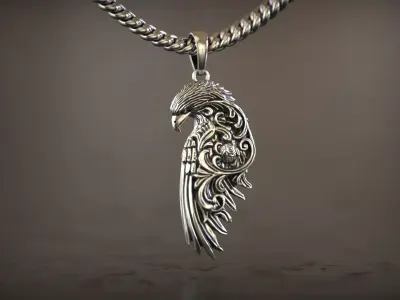 Ornate Eagle Filigree Wing Pendant 3D print model