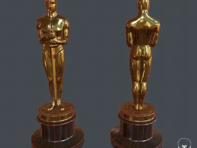 Oscar statuette PBR Game Ready Low-poly 3D model