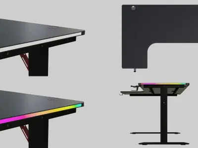 Corner Gaming Desk - High-Details Asset Low-poly 3D model