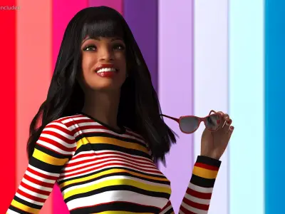 Fashionable Style Teenage Light Skin Black Girl Rigged for Maya 3D model