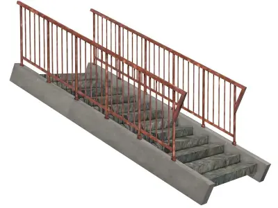 Stairs set of with metal railings 3D model
