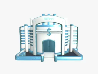 SciFi Bank A01 White Blue - Sci Fi Exterior Design Low-poly 3D model