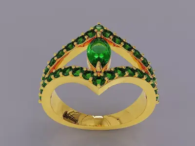 Prong set round and marquise diamonds bypass ring Free 3D print model