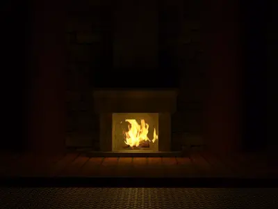 medieval fireplace lowpoly Low-poly 3D model