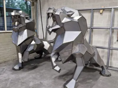 Welding Project Plans Drawings Lion DXF PDF 3D model