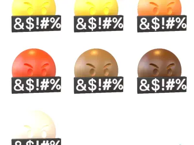 Angry Face with Symbols on Mouth Pack Vol 1 Low-poly 3D model