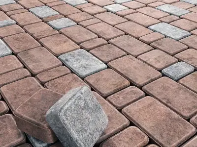 Paving stone red and gray 3D model