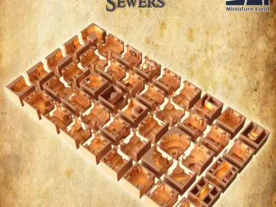 Modular Sewers  45 file Tabletop Terrain 28 MM 3D print model