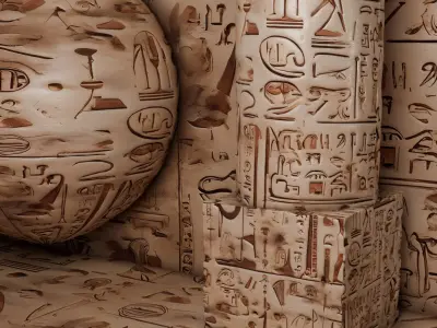 Ancient Egypt Hieroglyphs - VOL 3 - 7 Seamless PBR  Texture