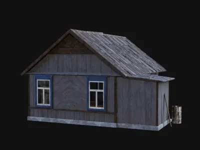 SOVIET RUSSIAN EUROPEAN HOUSES BUILDING HUT WOODEN OLD RUINED Low-poly 3D model