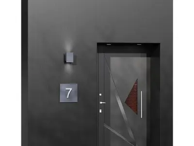 Modern entrance door Low-poly 3D model
