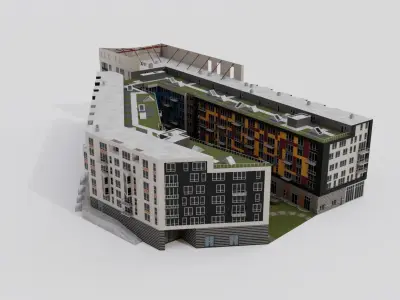 City Club Modern Apartments Building CBD Detroit  3D model