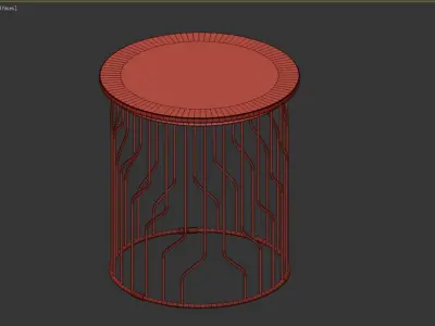 marble table with iron legs 3D model
