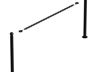 Metal fencing fence with chain links 3D model