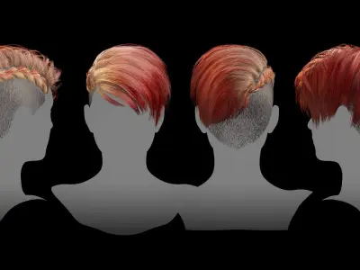 Cyberpunk Hair for Games Low-poly 3D model