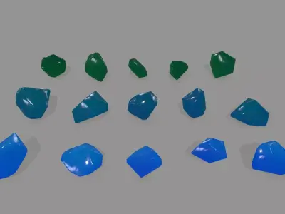 crystal set of stones Low-poly 3D model