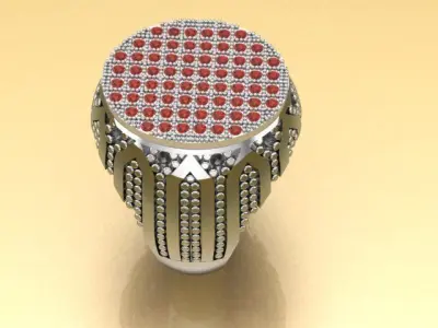 Silver diamond ring 3D print model