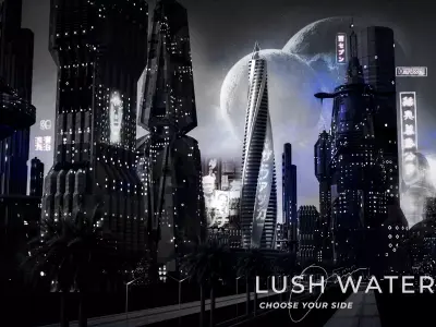 Skyscraper Lush Water Project - Game Ready Low-poly 3D model