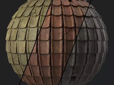 Roof Tile Materials 107- Concrete Roofing - Sbsar Seamless Pbr Texture