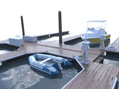 Marina - Boat Slips - Floating Dock - Deluxe 3D model
