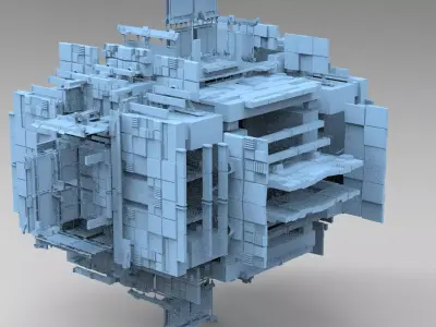 Sci fi Light gravity cube walkway 5  3D model