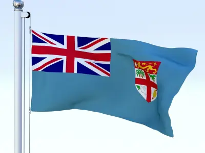 Animated Fiji Flag Low-poly 3D model