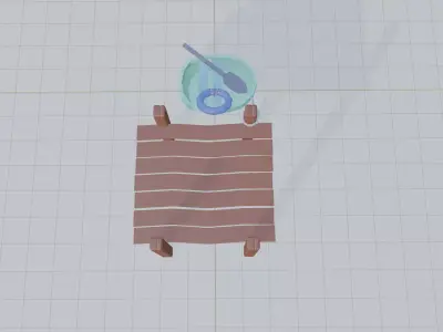 Wooden dock and small boat Low-poly 3D model