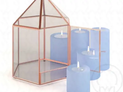 Glass tabletop gazebo Hexagon Low-poly 3D model