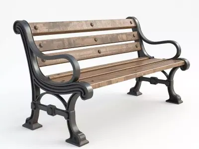 Urban Street Bench 3D Model Low-poly 3D model buy