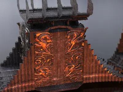 Norse Gods Engraved Dark Tower bridge 3D model