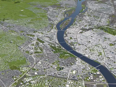 Budapest 50x50km 3D City Map 3D model