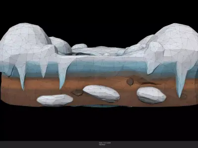 Stylized Snowy Ground Game Ready - AI Low-poly 3D model