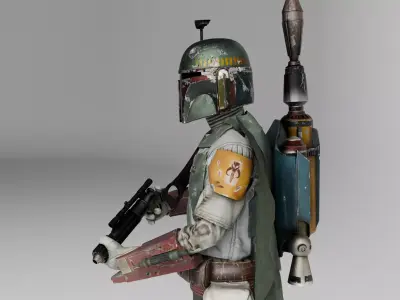 Boba Fett Low Poly  - Game Ready Rigged and Textured Character Low-poly 3D model