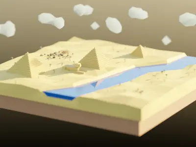 Low Poly Egypt Chunk Scene Low-poly 3D model