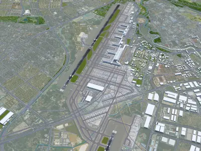 Chengdu Shuangliu International Airport 15km Low-poly 3D model