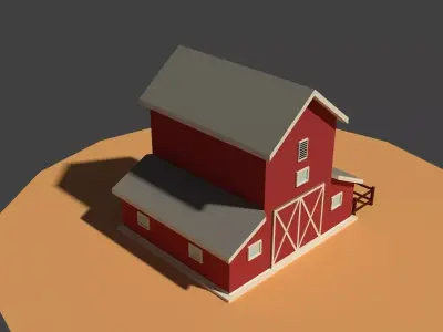Low Poly Cartoony Granary Low-poly 3D model