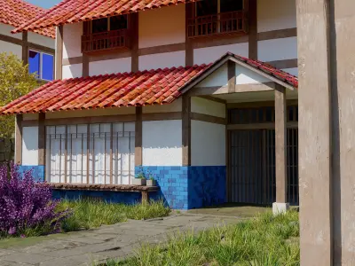 Realistic Japanese House Exterior Environment 3D model