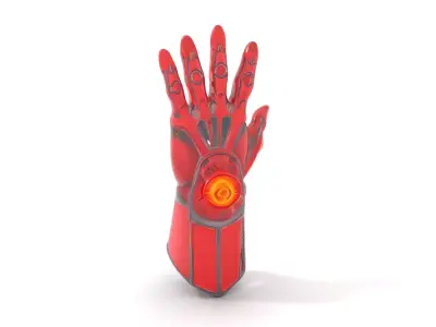 Futuristic Red Cybernetic Glove Model Pack Low-poly 3D model
