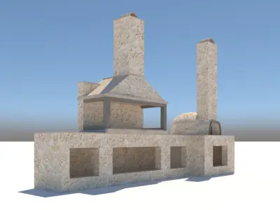 Stone BBQ Set 3D model