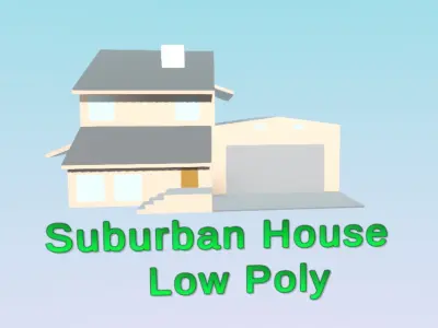 Suburban House Low Poly Free low-poly 3D model