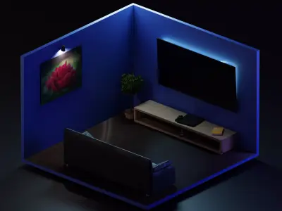 Gamer room project blender 3D model