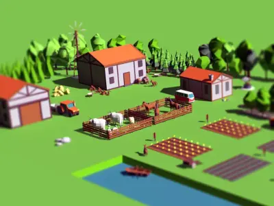 Simple Poly Farm Low-poly 3D model