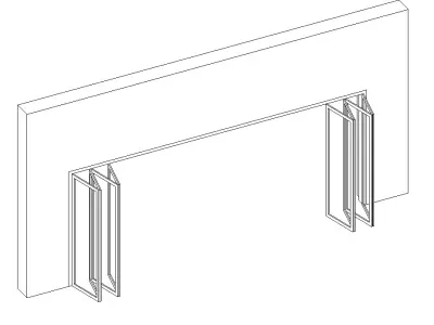 Folding door 8 12 Panels Parametric Revit family 3D model