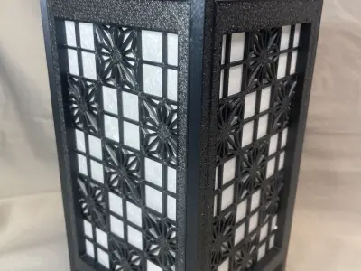 Kumiko Japanese Shoji Lantern - Kaku Asa-no-ha 3D print model