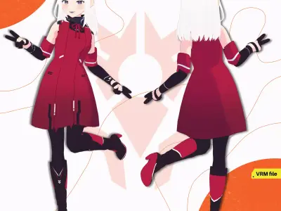 VRM SCIFI BODYSUIT DRESS TECH GEAR SEXY CUTE CELL SHADED ANIME 3D model