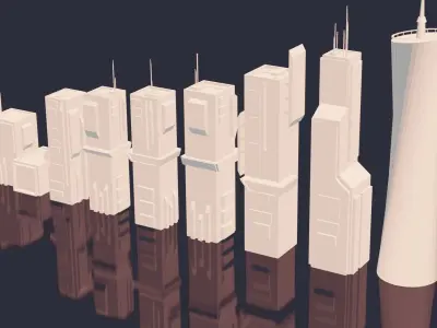 Low Poly Sci fi Buildings Low-poly 3D model