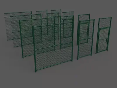 PBR Chain Link Fence For Court C Low-poly 3D model
