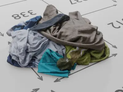 Pile of Pastel Clothes on the Ground 3D Scanned Low-poly 3D model